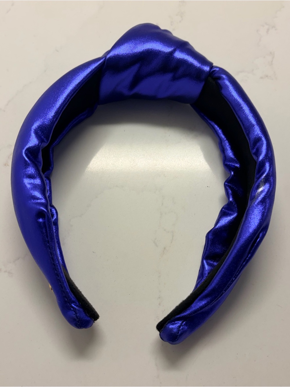 Brianna Cannon Knotted Metallic Headband Royal Blue - Women’s Hair Accessory